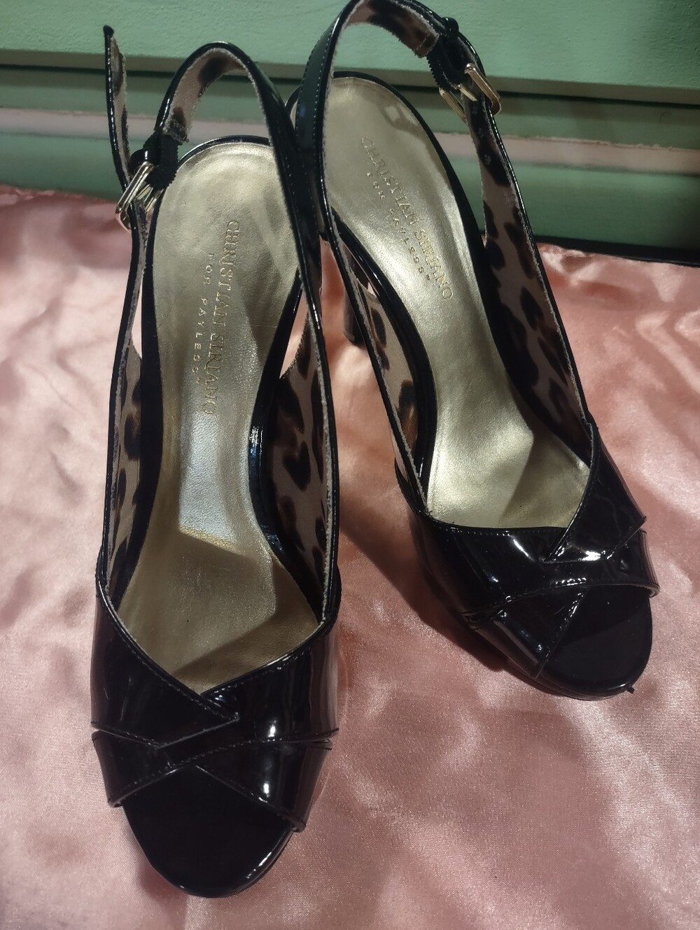 Mobwife Black Patent Slingback 4 Inch Heels Size 8.5 | Christian Siriano